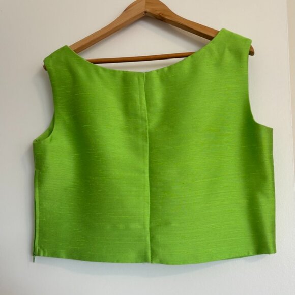 Stunning 1960s Lime Green 3 piece Raw Silk Suit Set - Size 12/14 - Picture 4 of 12